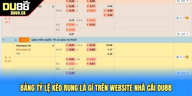 Bảng tỷ lệ kèo rung là gì trên website nhà cái DU88