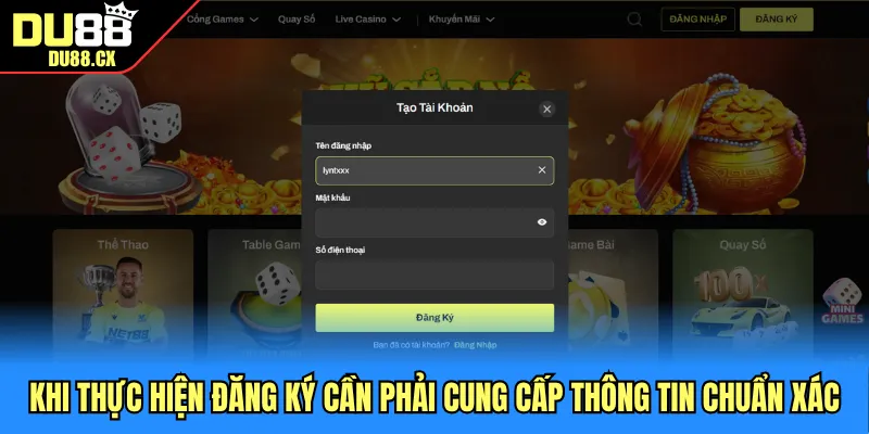 Khi thực hiện đăng ký cần phải cung cấp thông tin chuẩn xác